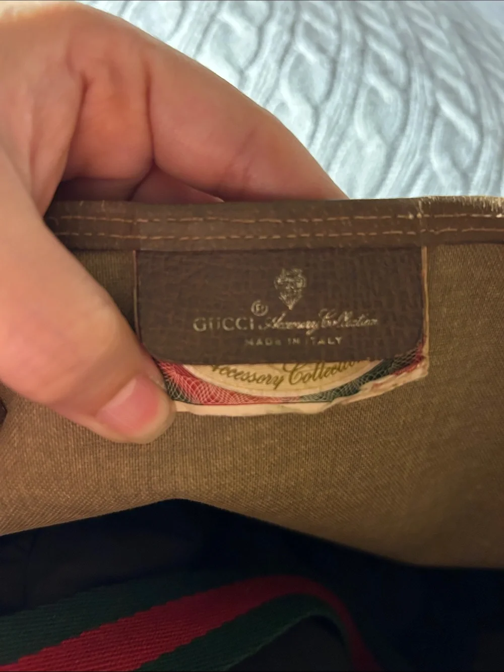 Gucci Beige/Tan GG Canvas Tote with Green & Red Web Strap